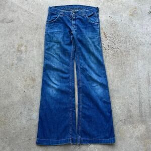 Vintage 70's Red Snap Flared Denim Jeans W/ Added Back Pockets - 31 x 30